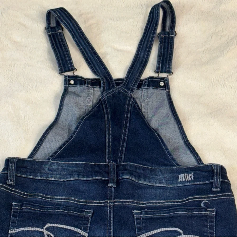 Justice Overalls Denim Sequin Embellished Cuffed Skinny‎ Jean Girls Size 16